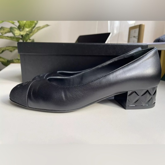 NEW Chanel Ballet Pump With Lucite Structured Heel  Grosgrain CC Toe Cap - Picture 4 of 9